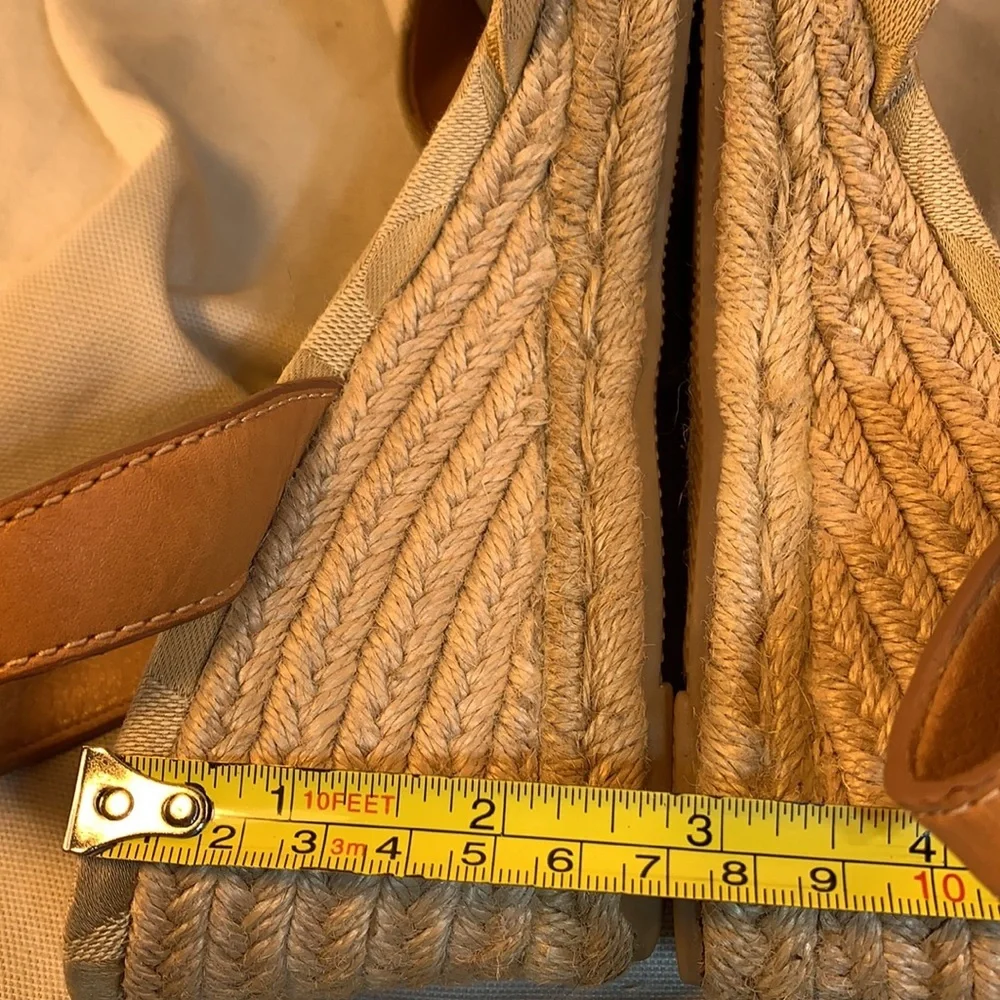 Coach leather detail espadrilles iconic logo wedge